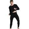 Sous-vêtements thermiques pour hommes, 2 pièces, costume d'hiver à col rond, garde au chaud, vêtements de nuit, ensemble haut et pantalon