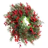 Dekorative Blumen-Kranz-Weihnachtstür-Beeren-Kranz-Front-künstliche Girlande-rote im Freienwinter-Kiefer-Feiertags-Dekor-hängende Stechpalmen-Fenster