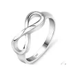 Bandringar h￶g kvalitet 925 Sterling Sier Infinity Ring Endless Love Symbol Fashion For Women Drop Delivery Jewelry Otvyn