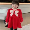 Crianças bebê meninas vestido de lã criança comprimento infantil manga arco saia princesa inverno roupas infantis vestidos casuais