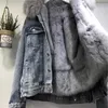 Women's Down Parkas Thick warm Denim Female Winter Oversized Detachable Plus Velvet Jacket Vintage Cotton Women Coat 230109