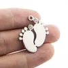 Keychains Risul Stainless Steel Key Chain Baby Foot Charm With Rhinestone Toe Ring Personalize Mirror Polished Wholesale 100pcs