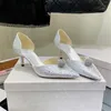 Full Drill Pointed Stiletto Shoes Hollow Out Sandals Women Fashion Single Shoes Size 34-40