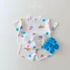 Flickaklänningar Baby Dress High Quality 2023 Korean Toddler Bomull Färgglad ballong 1-3 år barn T-shirts Casual