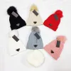 Fashion Designer Beanie Caps Bobble hats Warm Cashmere Faux Fur pom Beanies Cap Good Texture Hat for Man Woman 6 Colors