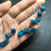 Серьги 1 Пара Fengbaowu Natural Stone Blue Apatite Cube Serving Sear Stuce 925 Серебряная серебряная энергия Хрустальная модная ювелирные изделия подарок