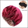 Beanie/Skull Caps Silk Satin Bonnet Night Sleep Cap Hoed voor vrouwen Mode Aangeinde Pure kleurenkleding Hoofd Eer mooie Haaraccessoires OTFEJ