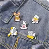Pins Brooches Cat And Fish Enamel Pin Rabbit Mouse Cheese Metal Badges Bag Clothes Pins Up Jewelry Gift For Animal Lover Drop Delive Otkah