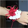 Decorative Flowers Wreaths High Quality Bridal Wedding Wrist Cors Gold White Bridesmaids 10 Pieces/Lot Party Women Decoration1 Dro Dhyds