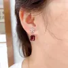 Boucles d'oreilles à tige cadeau élégant pour l'anniversaire mode boucle d'oreille grenat 925 bijoux fins en argent sterling