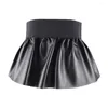 Riemen vintage rok jas jas geplooide rokken brede rek cummerbunds punk lederen tailleband elastische korsetband