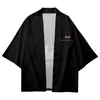 Ropa étnica Lucky Honey Impreso Negro Blanco Pareja Hombres Mujeres Cardigan Yukata Kimono Streetwear Tradicional Asiático