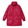 Piumino da donna Parka Giacca invernale Cappotto Capispalla lungo da neve Capispalla imbottito in cotone impermeabile con cappuccio femminile lucido 230109