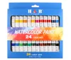 O mais recente conjunto de tintas para pintura em aquarela de 24 coloras em alumínio tinta aquarela tubular muitos estilos para escolher entre o logotipo personalizado de suporte