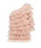 Casual Dresses Chic Peach Tulle Women Dress Fashion One Shoulder Layered Custom Made Short Prom Gowns Party Birthday ElasticCasual