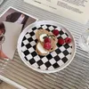 Płyty Vintage Checkerboard Ceramiczne ciasto deser sałatkowy
