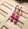 Stud -oorbellen Elegant verjaardagscadeau superkwaliteit Ruby Earring 925 Sterling Silver Fahshion Natural and Real