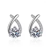 Stud Earrings 0.5ct D Color Moissanite Twist Women 925 Sterling Silver Moissanita Diamond Ear Studs Ins 2023 Jewelry Pass