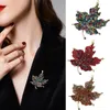 Brooches 1PC Colorful Rose Flower Shaped Brooch Pins Clothes For Women Wedding Rhinestone Leaves Lapel Badges Jewelry