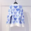 Women's Sweater Knitted Sweater Pullovers Oneck Pearls Beading Sweet Heart Pull Jumpers Long Sleeve Kawaii clothes Femme tops 230109