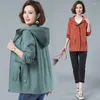 Femmes Trench Coats 2023Spring Automne Court Coupe-Vent Veste Femmes Lâche Manteau Femme Couture À Capuche Pardessus De Mode Lady Outwear Top