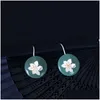 Silver Vintage Style Asymmetric Plum Flower Leaf Dangle Earrings New Authentic 925 Sterling Sier Long Earring For Women Fine Jewelry Dhkyn