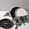 Plates Nordic Frosted Ceramic Tableware Matte Black And White Simple Household Steak Plate Western Wholesale