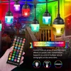 37ft RGB STRING LICHT 16 Kleuren Veranderende buiten 12 LED Dimable Bulb Strings Lights Synchronisatie met muziekdecorverlichting voor tuin