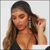 Fasce Moda Donna Bling Strass Testa Sciarpa Turbante Cappello Fascia Berretto in maglia di cristallo Capelli Snood Reti Copricapo Copricapo Accessorio Otehn