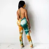 Women's Jumpsuits & Rompers Tie Dyeing Print Backless Jumpsuit Trousers Clubwear 2023 Sexy Women Sleeveless Strap Playsuit Summer Shorts