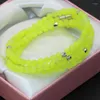 Link Bracelets Long Chain 4 Rows Lemon Jades Chalcedony Stone 4mm Round Beads Multilayer Magnetic Clasps Jewelry B2764