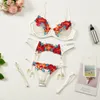 Borduurbeha's Kousenband String Vierdelige sets voor vrouwen Funy Lingerie Dames Sexy ondergoed 10 stijlen