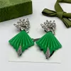 Nuovo design verde ciondolano gli orecchini di fascino per l'orecchino di stile di modo della donna Link di fornitura di gioielli di moda in ottoneA