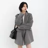Jaquetas de terno de lã feminina Mulheres 2023 Casaco de inverno de outono solto Apreselamento fêmea coreana ombro largo Senhoras Outcoat Tops