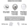 Andra dekorativa klistermärken 102st Metal Silver White Balloons Garland Arch Kit Conffeti Balloon Globos för Baby Shower Birthday Wedding Party Decor 230110