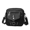 Shoulder Bags Phone For Women Small Leather Purses Vintage Girls Messenger Rivet Button Waist Bag Crossbody