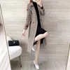 Women's Wool Woolen Jacket Women's Mid-Length Autumn Winter Clothing 2023 Coat Houndstooth Body Outwear Female Belt Overcoat Top