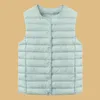 Gilet da donna 2023 Gilet sottile in cotone Giacche da donna Autunno Inverno Cappotto senza maniche Fodera Gilet corto Girocollo Capispalla femminile