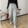 女性用パンツ女性ファムジョギング春秋ファッションソリッドカラールーズハーレムズボンハイウエストドローストリングレディースカジュアル