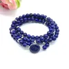 Strand Femmes Bracelet 55CM Élastique Mala Collier Lapis Lazuli Or Couleur En Alliage De Zinc Métal 6 Mm Perle Bijoux Bonne Qualité Bracelets