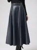 Skirt Long Fashion Leather PU Celmia Solid Office Lady Midi Elegant HighWaisted Party Bottoms 230110