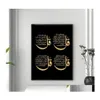 Paintings Black Gold Ayat Kursi Quran Verse Arabic Calligraphy Canvas Painting Islamic Wall Art Posters And Prints Home Decor Gift D Dht0G