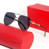 Bovenste luxe spiegel frame zonnebrillen lens ontwerper mannelijke famale goggle senior bril bril met bril vintage metalen zonnebril met doos ct3086 55 18 141