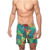 Shorts masculinos moda calça impressa em duas camadas Pocket Beach Leisure Swimming Trunks roupas masculino