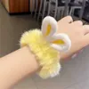 Färgglada hårtillbehör Plush Rabbits Ears Hair Band Scrunchies Girls Ponytail Holder Tie Easter Bunny Ear Hair Ring Stretchy EL8497880