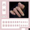 Faux Ongles 24 Pcs Frais D'été Fée Fleur Motif Nail Art Faux Avec De La Colle Rose Violet Court Portable Portant Des Outils Drop Delivery H Dhjac