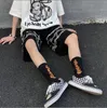 Mäns shorts harajuku streetwear järnkedjan mönster jogger män och kvinnor hip hop skateboard sommar elastisk midja 230130