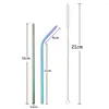 Drinking Straws 4/8Pcs 304 Stainless Steel Reusable Colorful Straw With Brush 16cm Metal Stirring For Smoothie Accessory