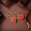 High Quality Charm Earrings Women Fashion Luxury Designer Casual Brands Jewelry Classic Letters Golden Sparkling Red Diamond Earring