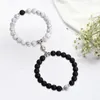 Bracelets de charme 2pcs couples perles réglables magnétiques attraction mutuelle bijoux élastiques pour cadeaux petite amie petit ami lui elle